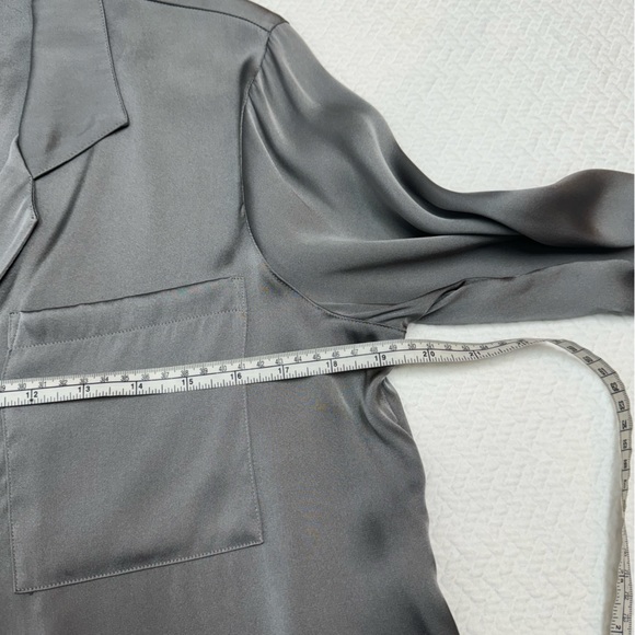 Anine Bing Grey Silk Long Sleeve Button Down Blouse Size S - Picture 13 of 15